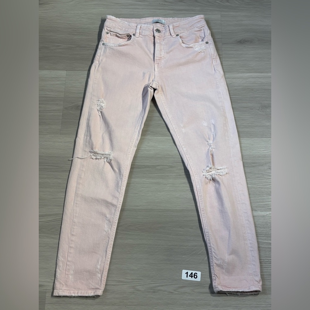 Zara‎ Light Pink Ripped Skinny Jeans Size 2